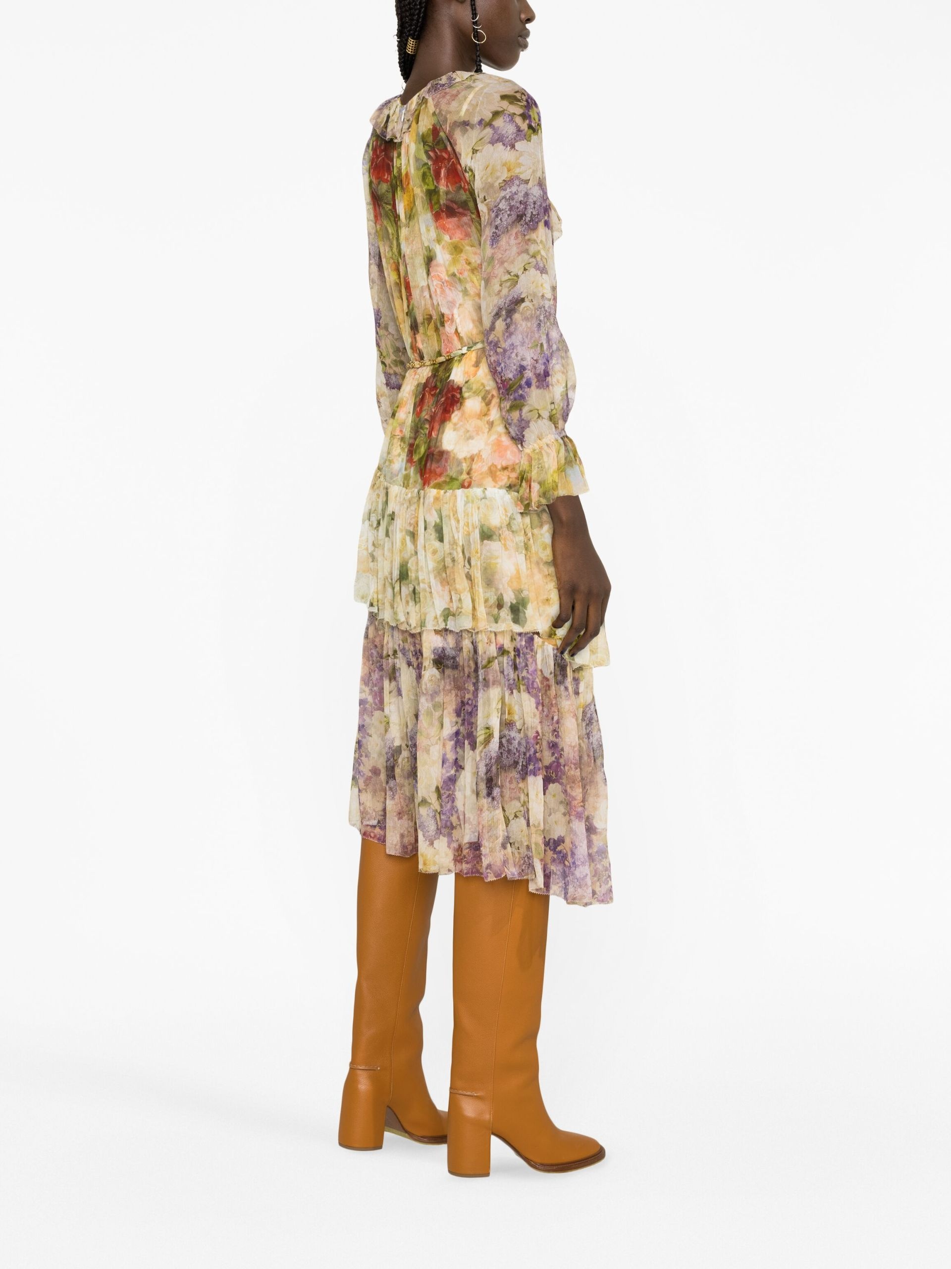 Neutral Luminosity Floral-Print Silk Midi Dress - 3