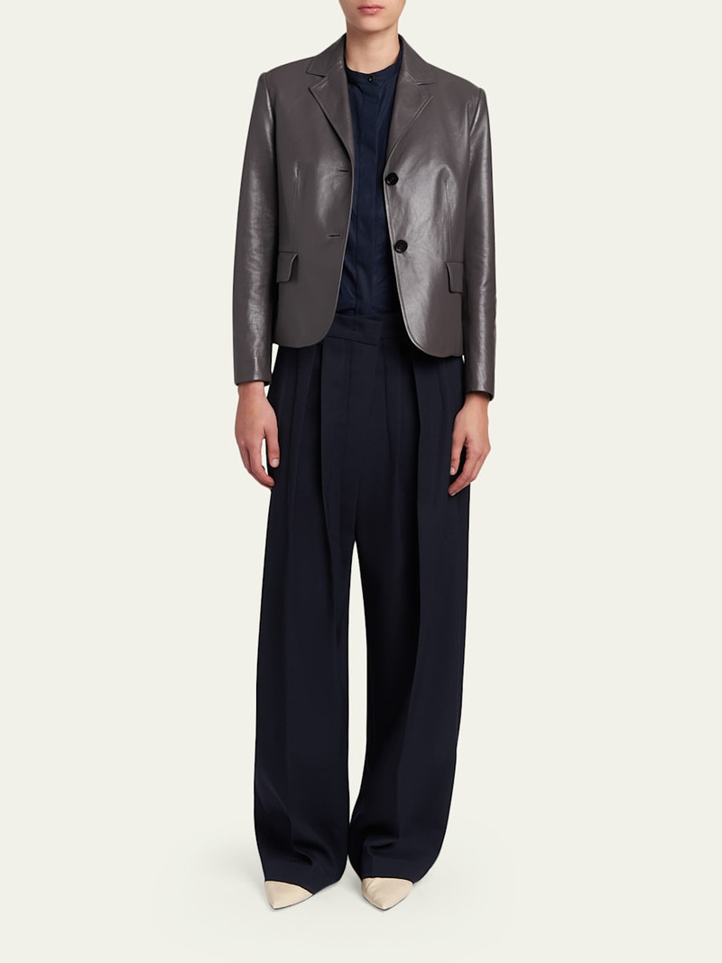 Jil Sander Leather Single-Breasted Blazer Jacket outlook
