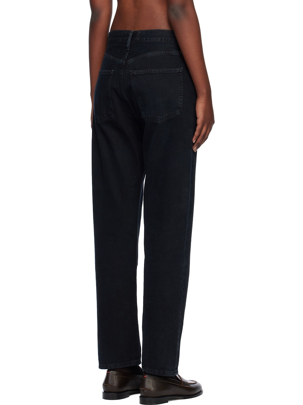 Black 90's Pinch Waist High Rise Straight Jeans - 3