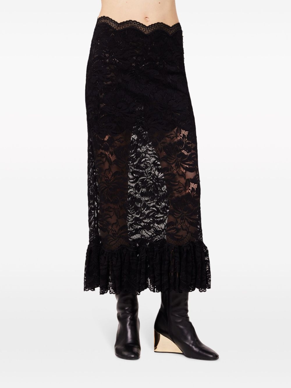 high-waist lace midi skirt - 4