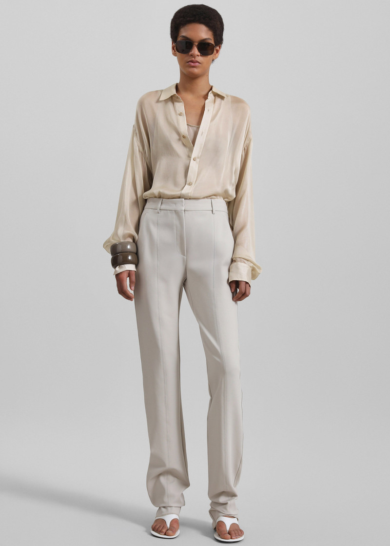 Oria Sheer Silk Chiffon Shirt - Beige 6
