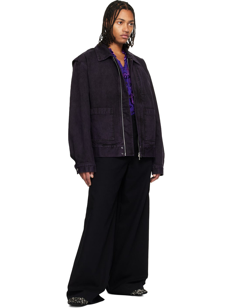 Dries Van Noten Purple Patch Pocket Denim Jacket outlook