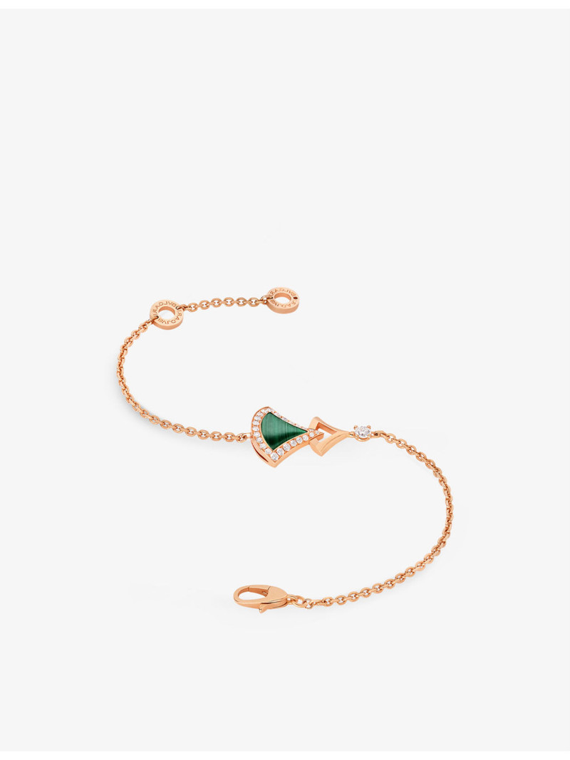 BVLGARI Divas' Dream 18ct rose-gold, malachite and 0.31ct round brilliant-cut diamond bracelet outlook