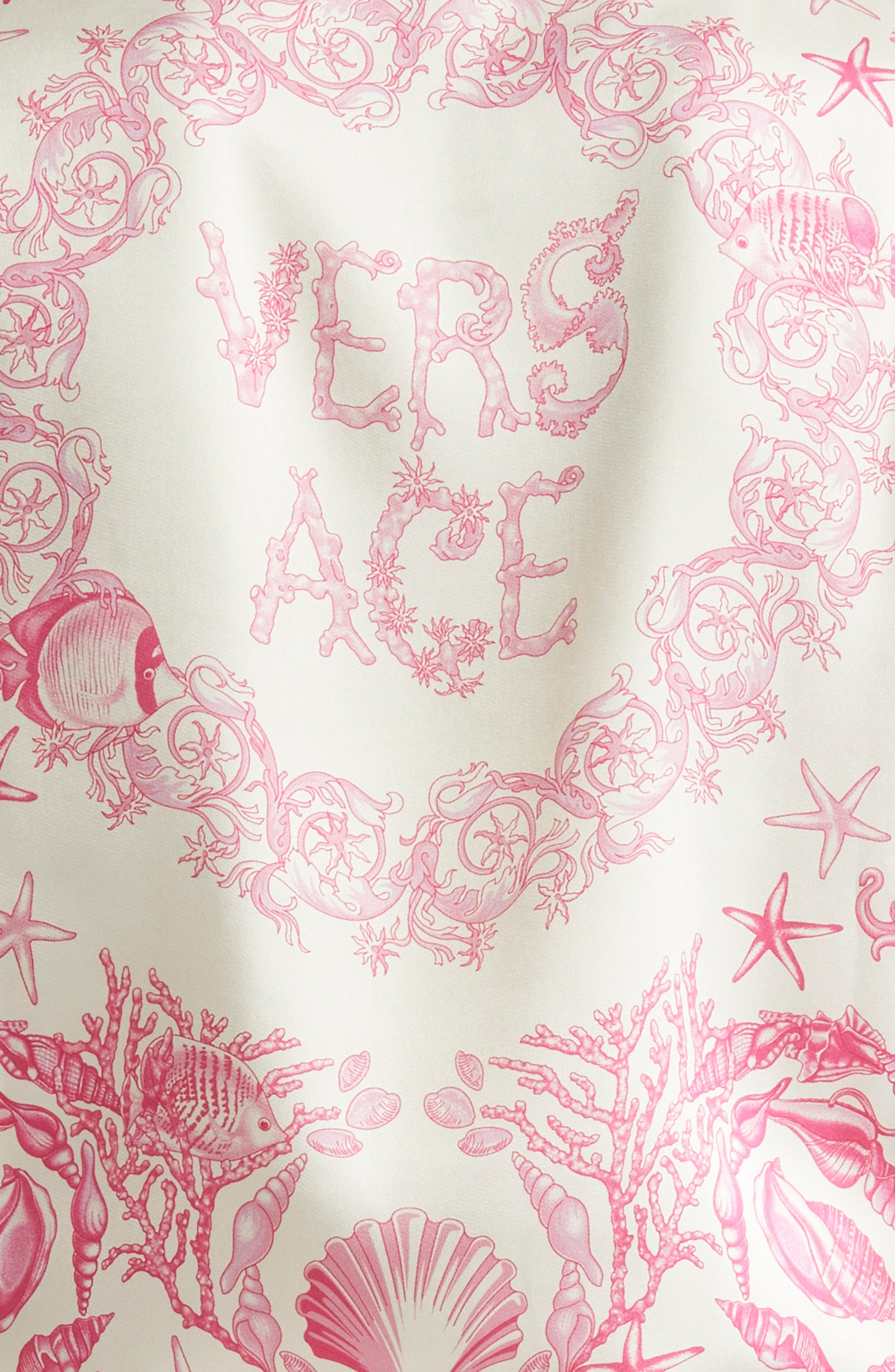 Versace Barocco Safety Pin Crop T-Shirt in Guava Multi Color at Nordstrom - 7