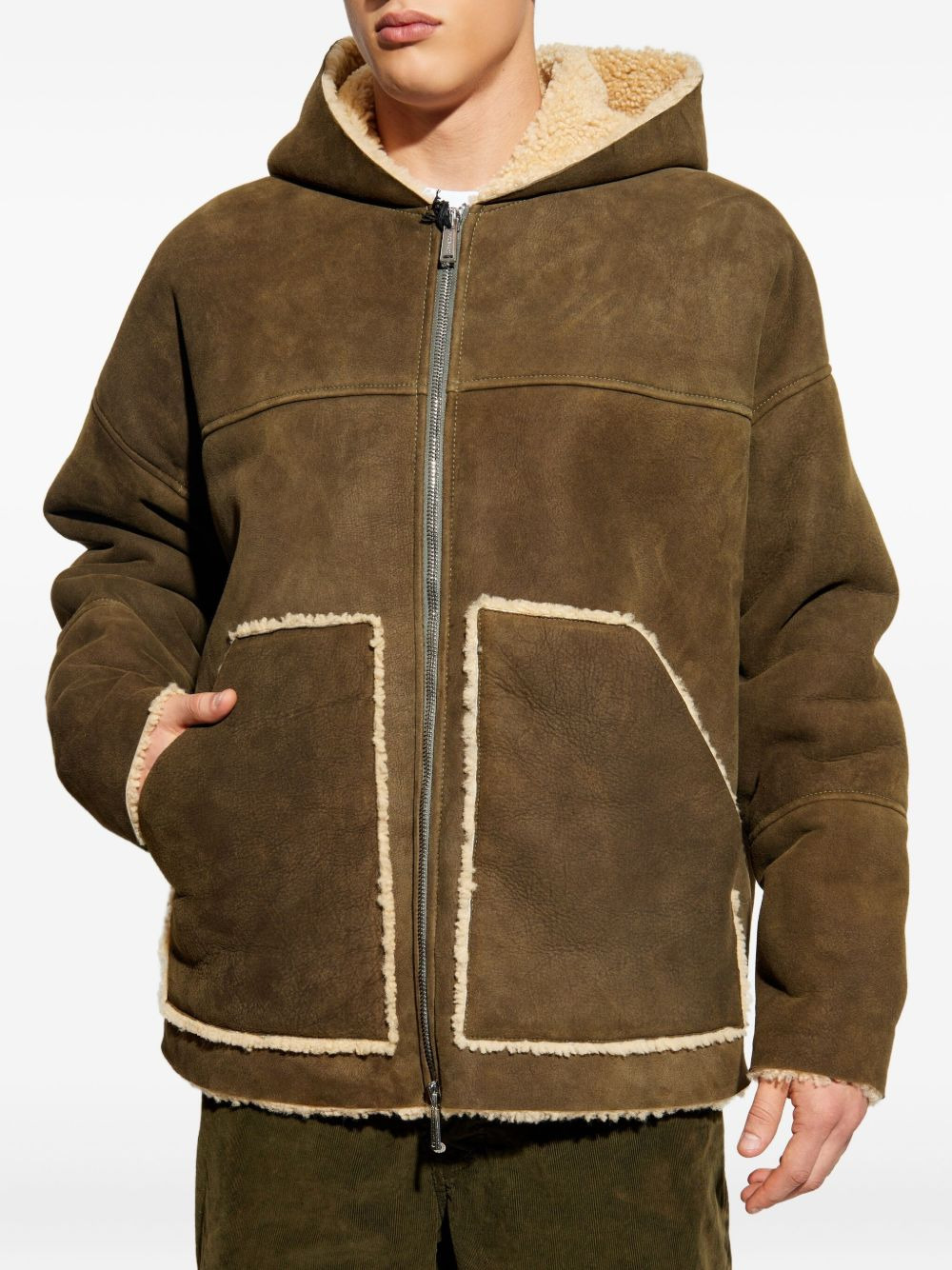 hooded shearling jacket - 3
