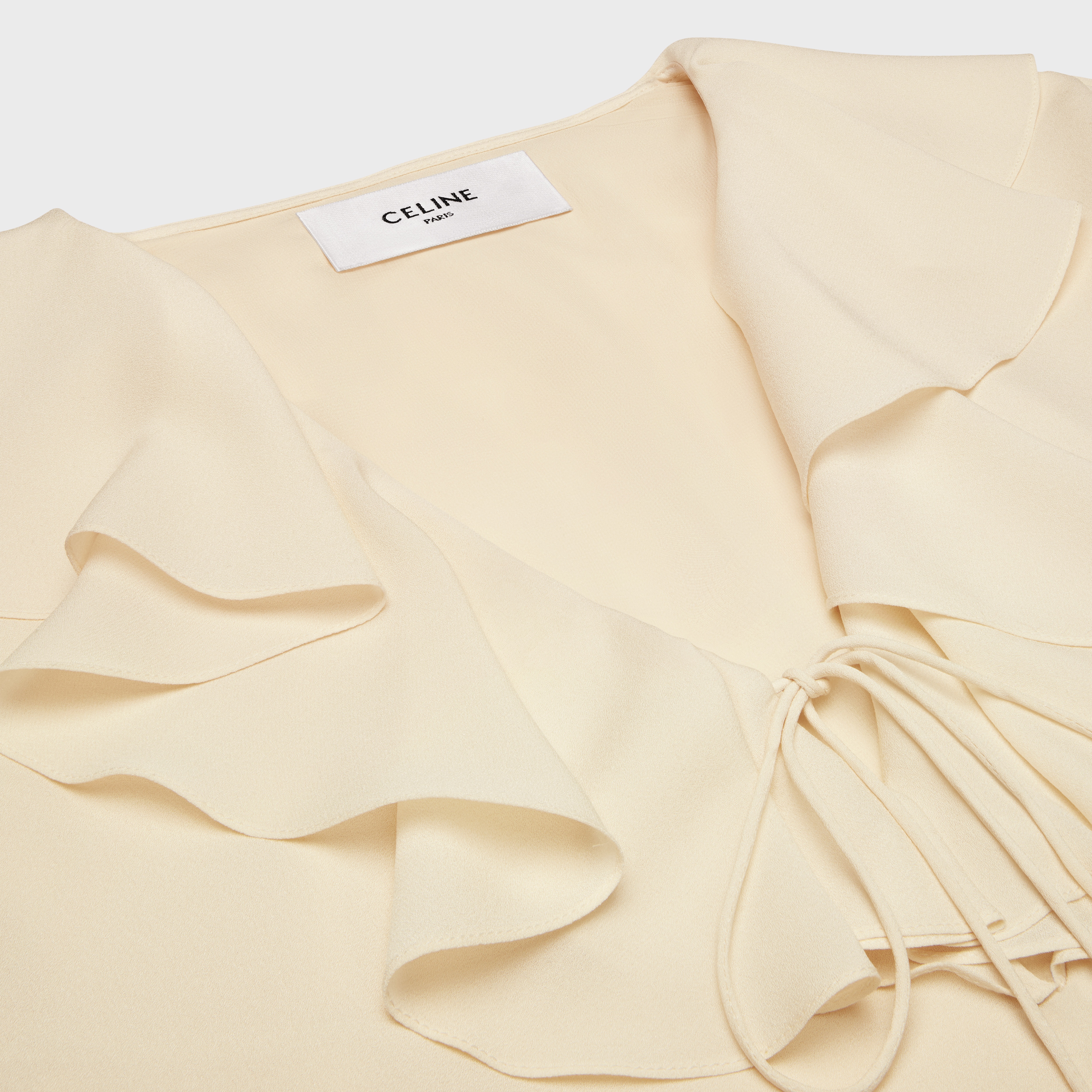 jabot dress in lightweight silk sablé - 3