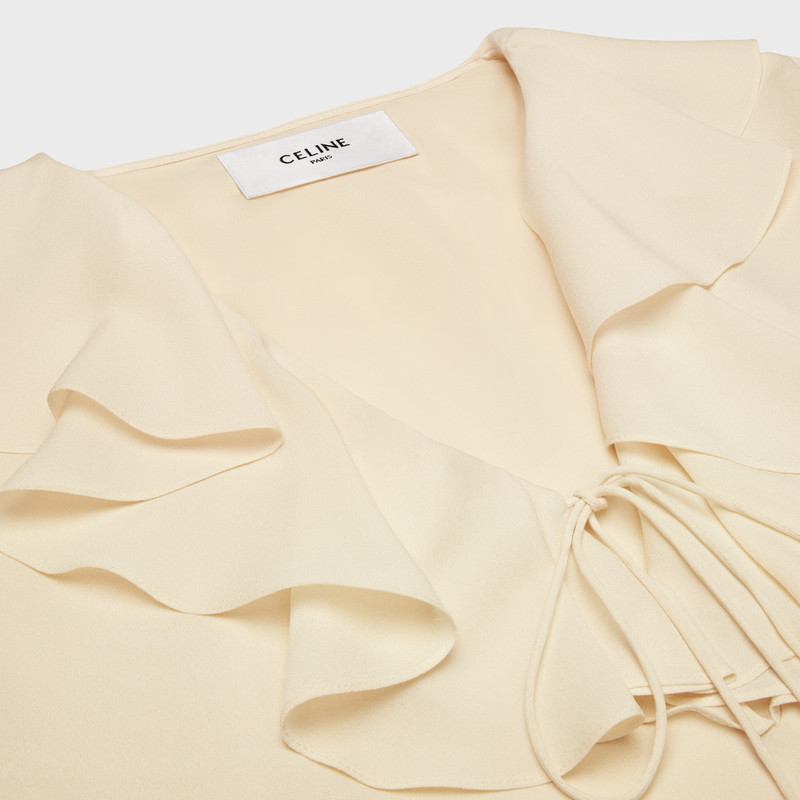 jabot dress in lightweight silk sablé 3