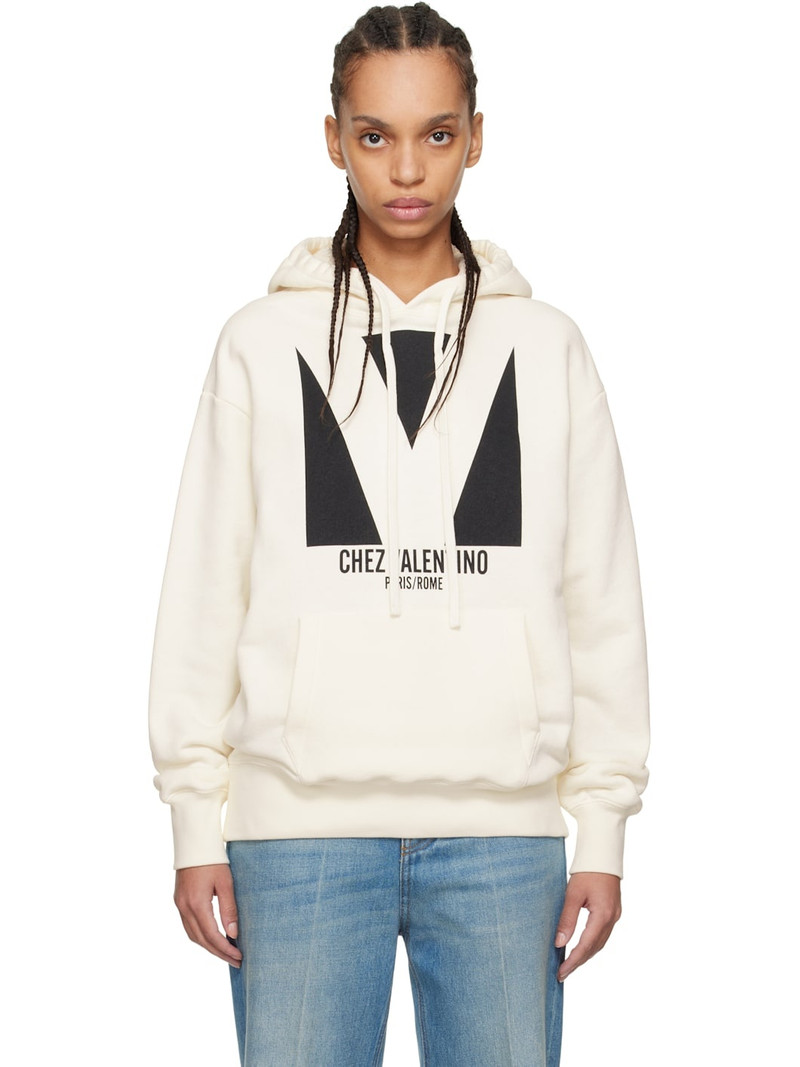 Off-White Cotton 'Chez Valentino' Print Hoodie 1