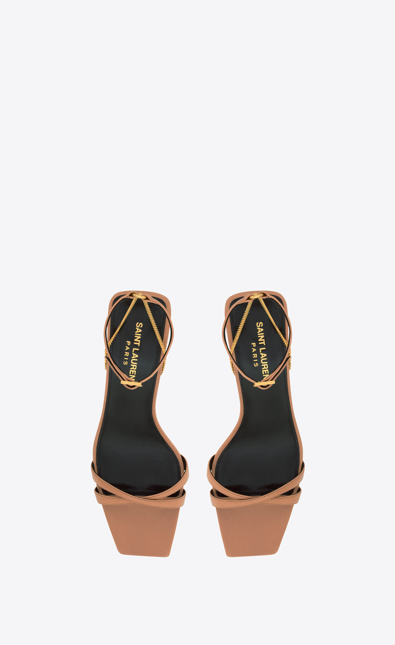 SAINT LAURENT melody sandals in shiny leather outlook