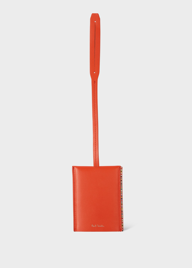Orange Leather 'Signature Stripe' Trim Luggage Tag 1