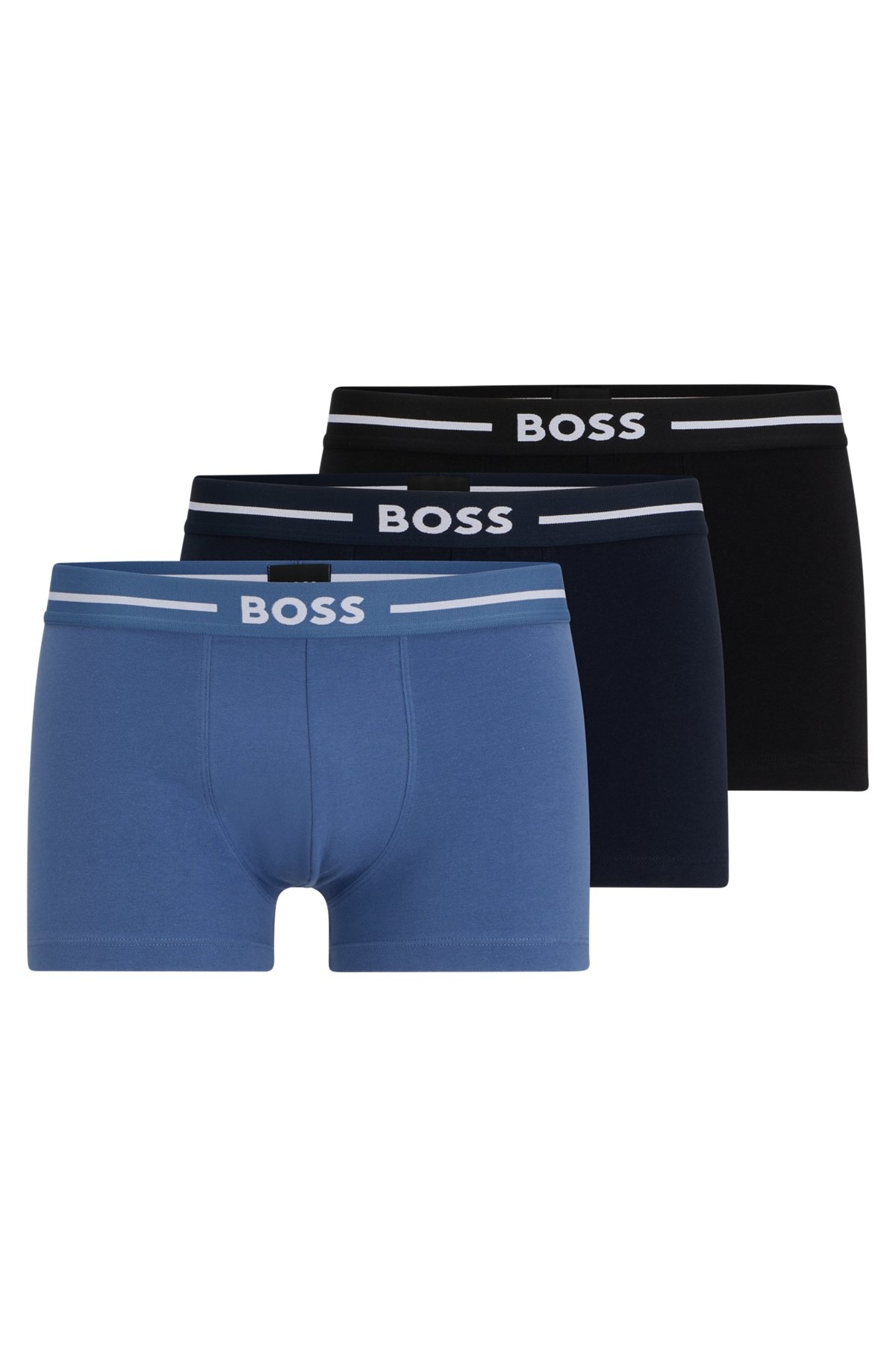 THREE-PACK OF STRETCH-COTTON TRUNKS WITH LOGO WAISTBANDS - 1