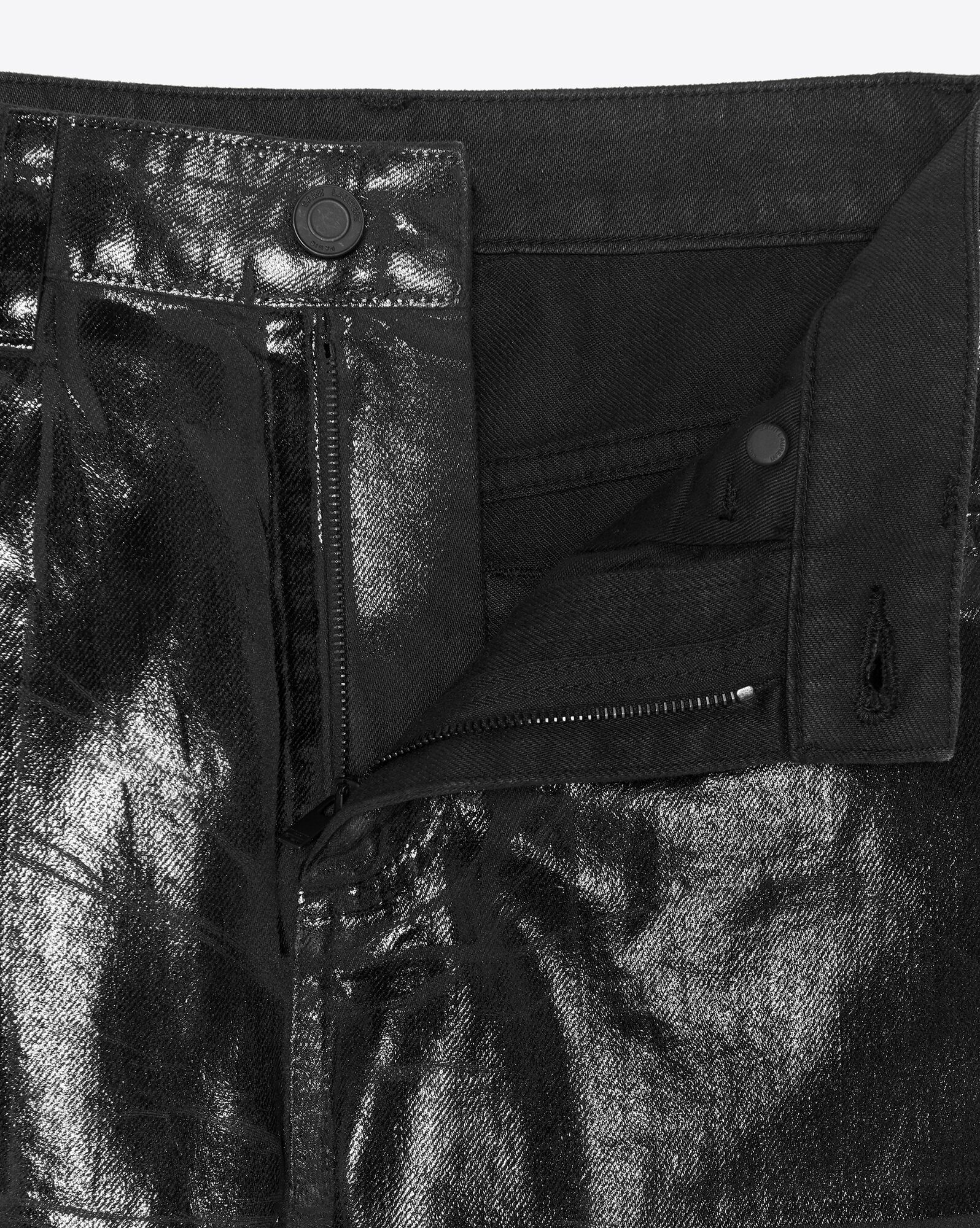 skinny jeans in shiny black vinyl denim - 8