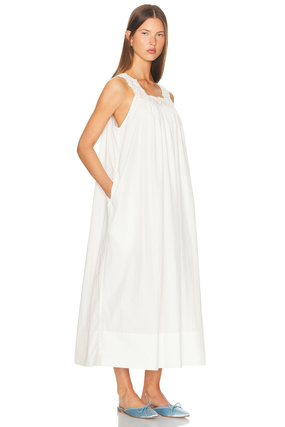 Midi Dress With Lace in Tech Poplin - 2