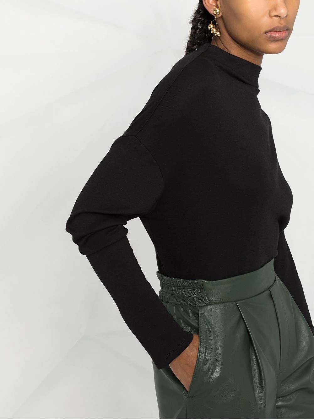 cowl-neck long-sleeve blouse - 3