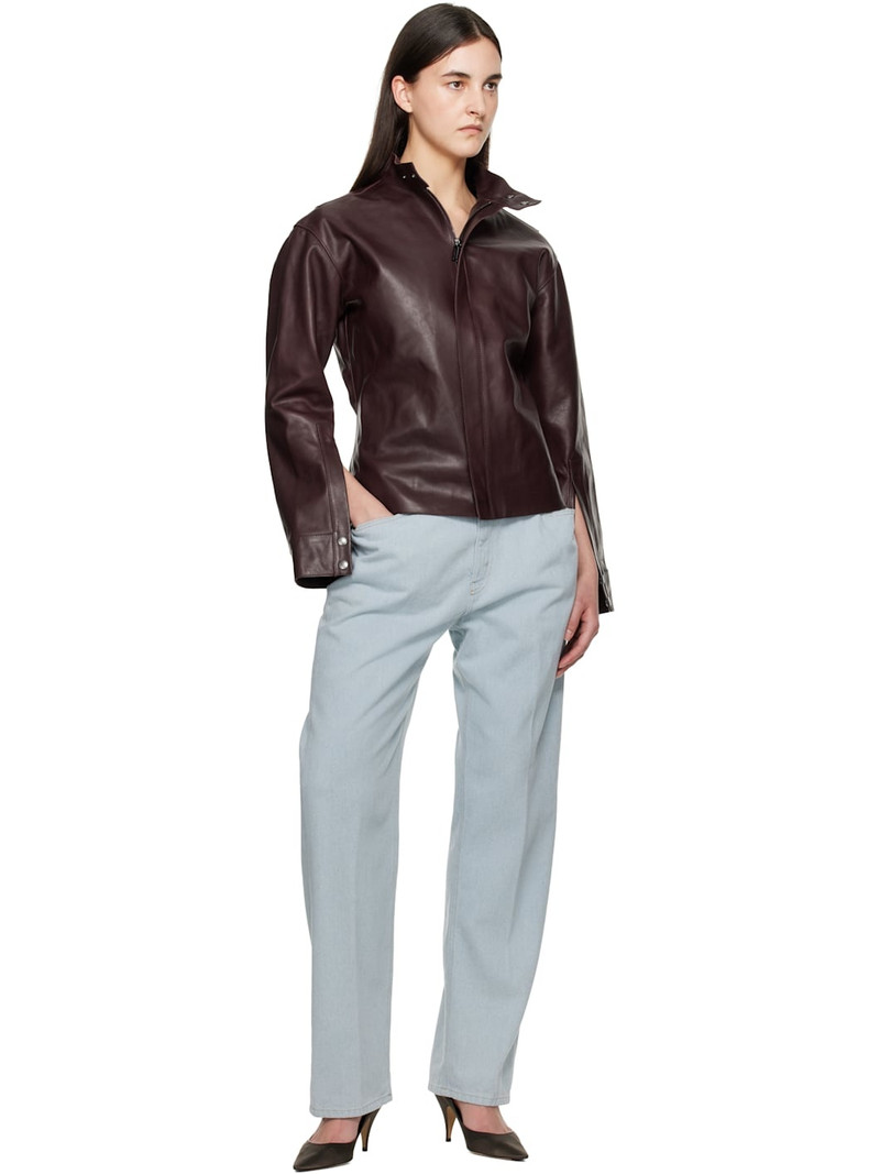 Victoria Beckham Burgundy Sculptural Leather Jacket outlook