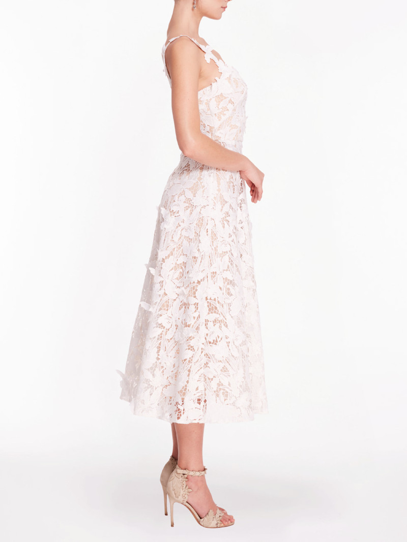 Marchesa LACE GUIPURE SLEEVELESS A-LINE MIDI COCKTAIL DRESS outlook