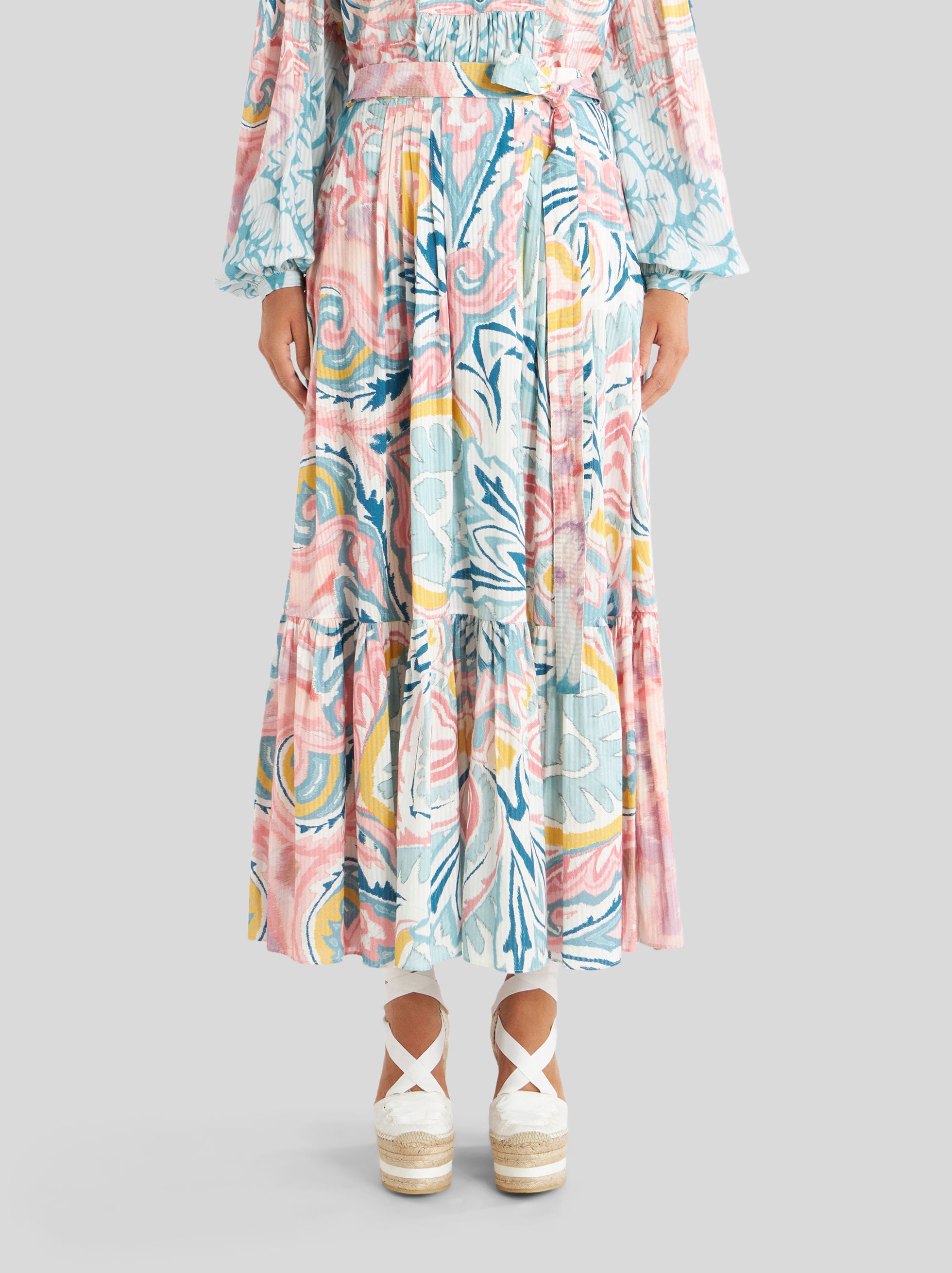 PRINTED COTTON AND SILK SKIRT - 2