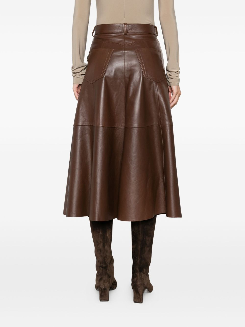 Serenity leather midi skirt - 4