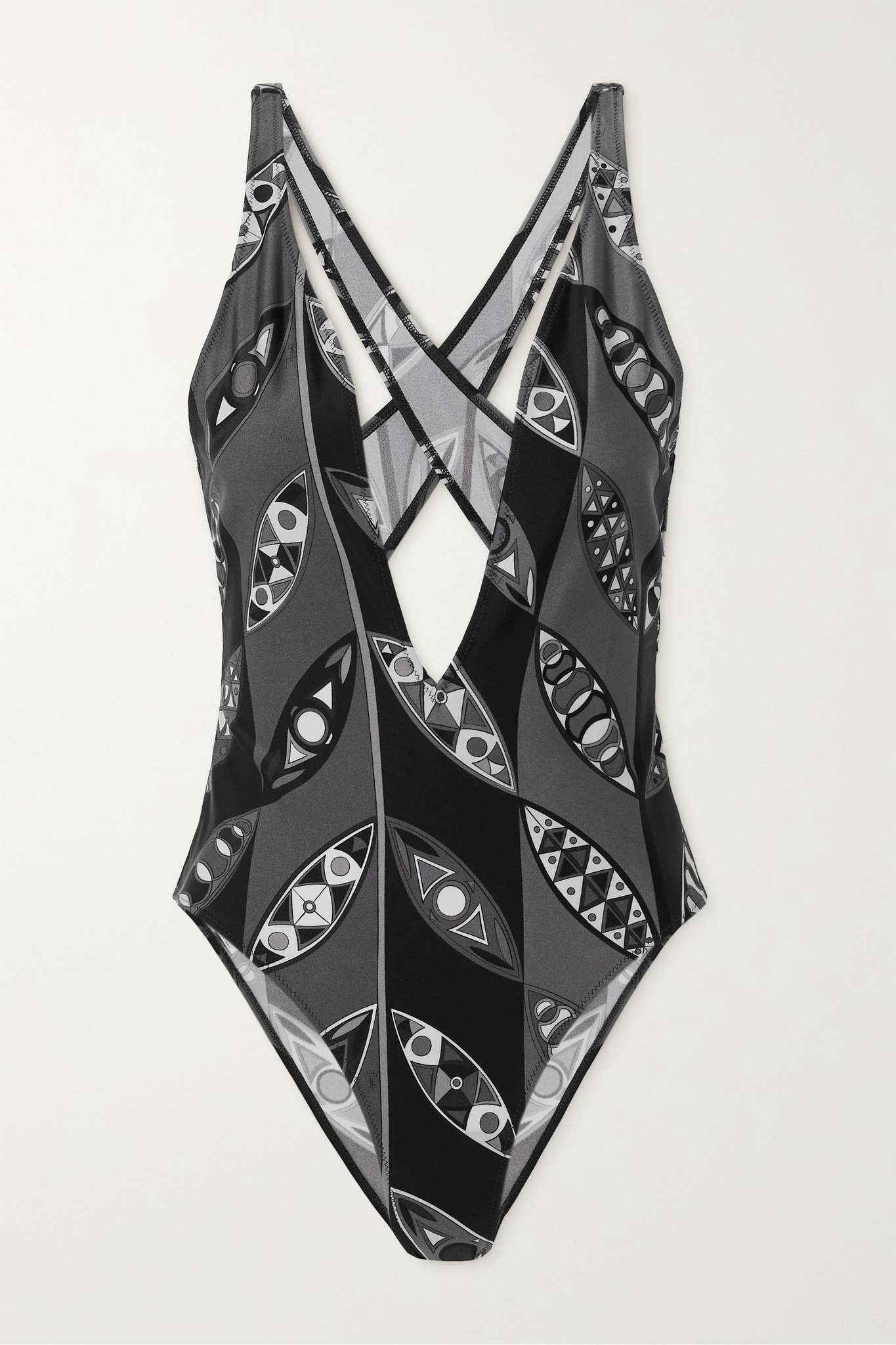 Printed open-back swimsuit - 1