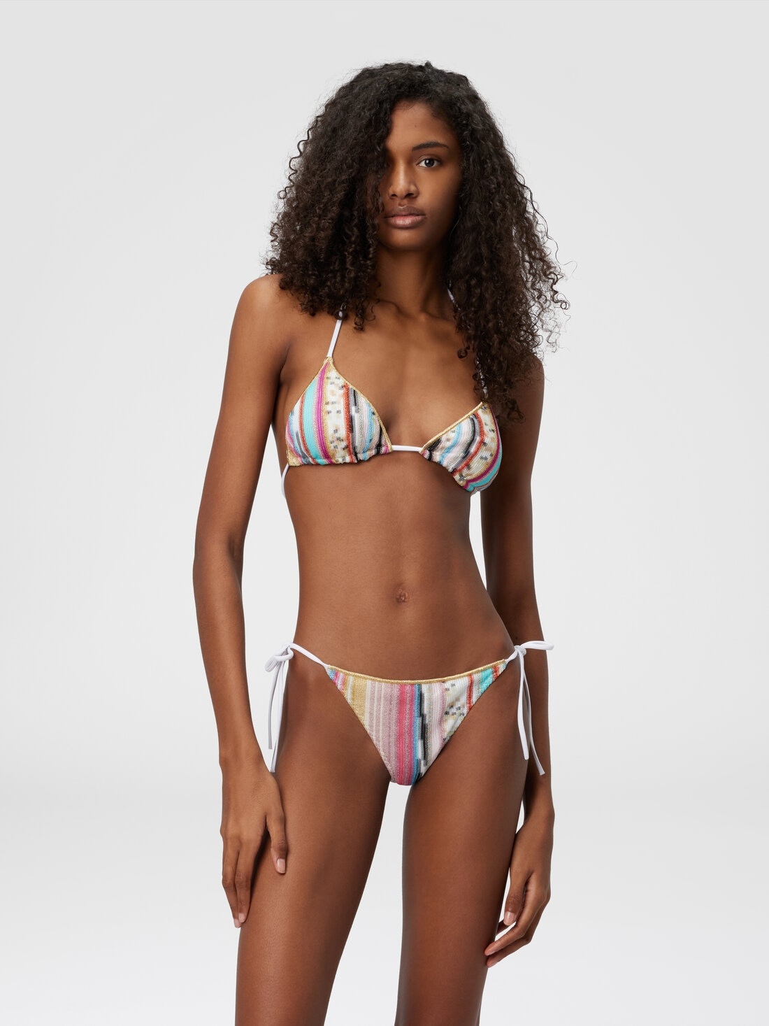 Lamé slub viscose triangle bikini - 2