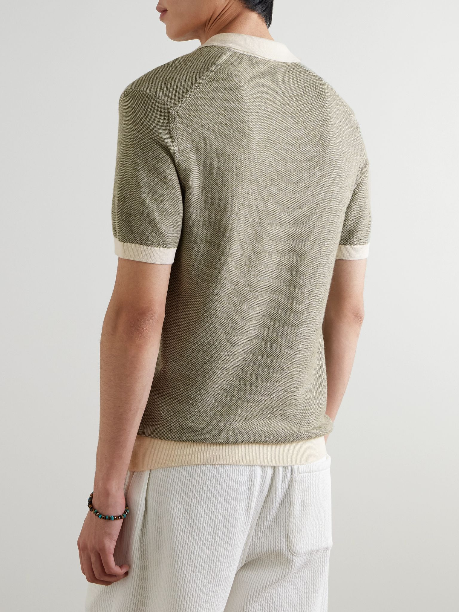 Horton Slim-Fit Merino Wool Polo Shirt Green - 3