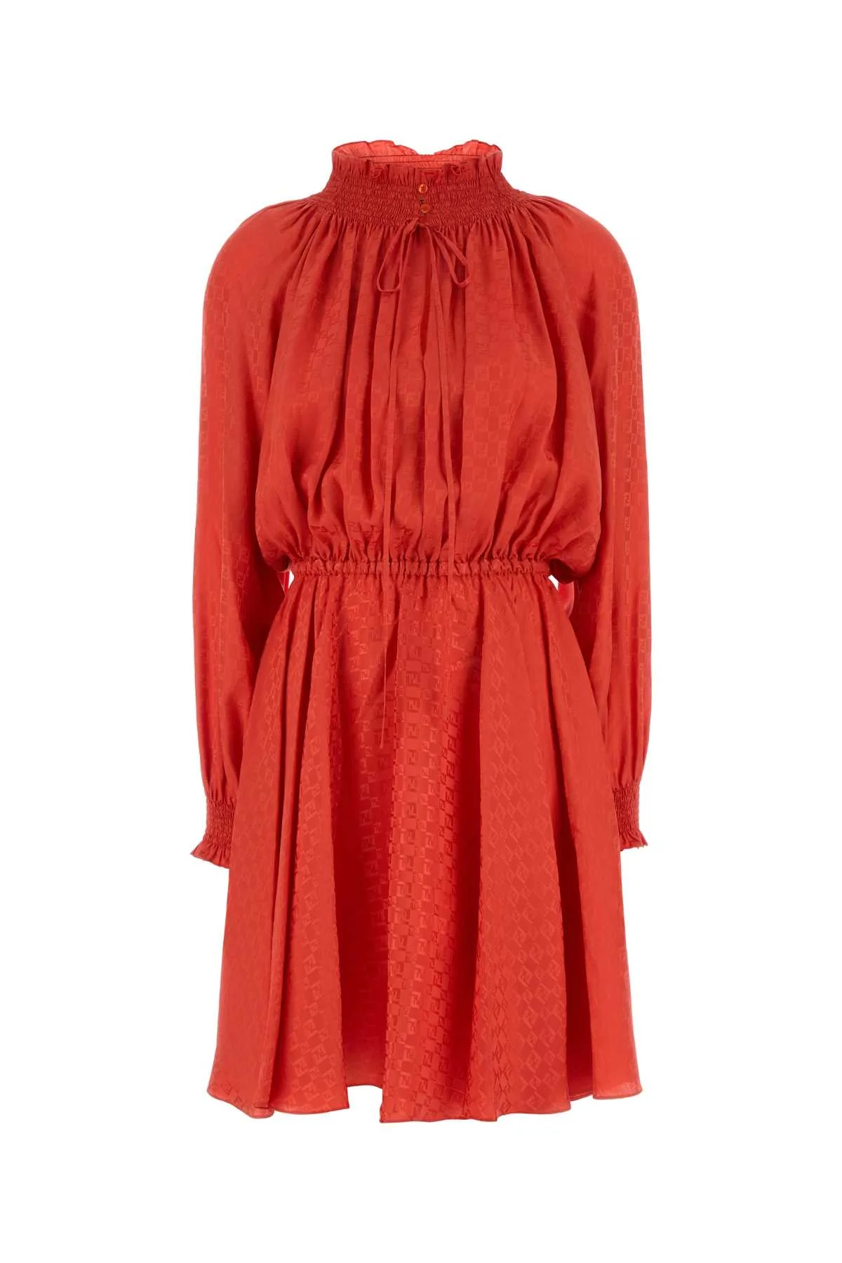 Fendi Women Coral Silk Mini Dress - 1