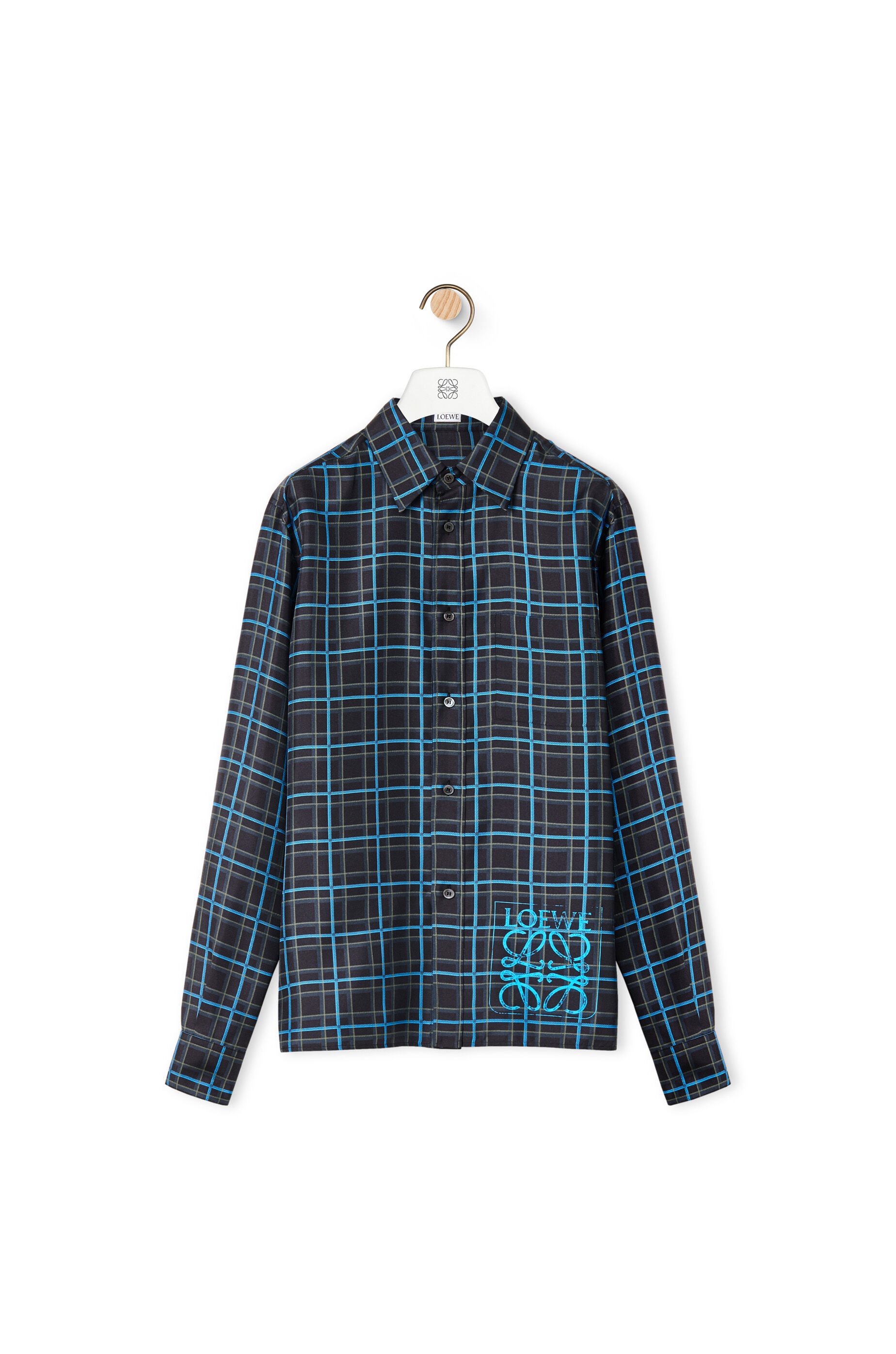 Anagram stamp check shirt in silk and cotton - 1