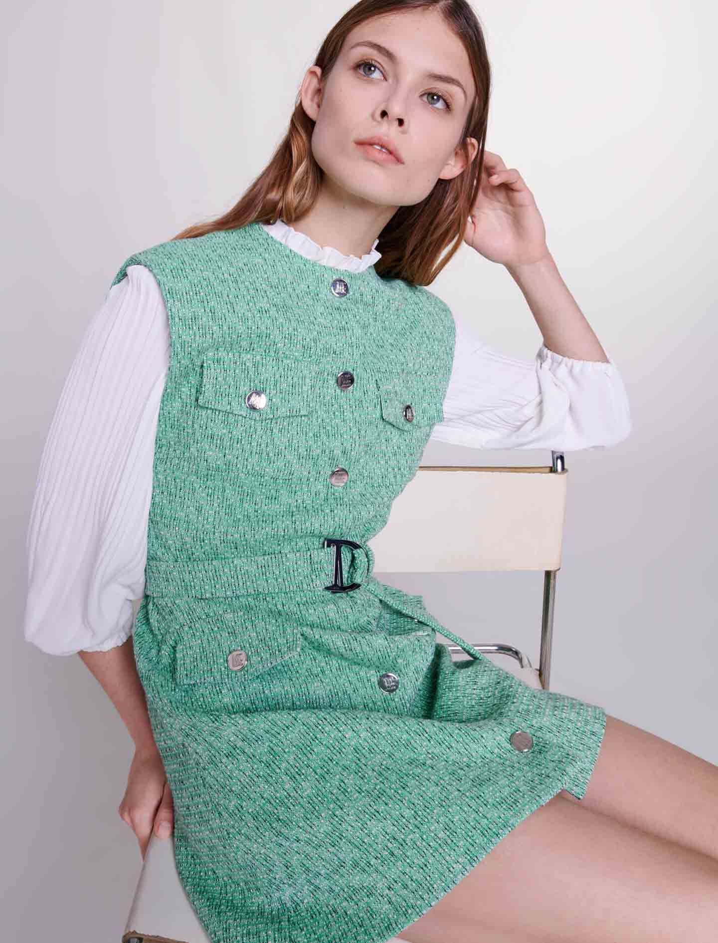 Dual-material tweed dress - 3