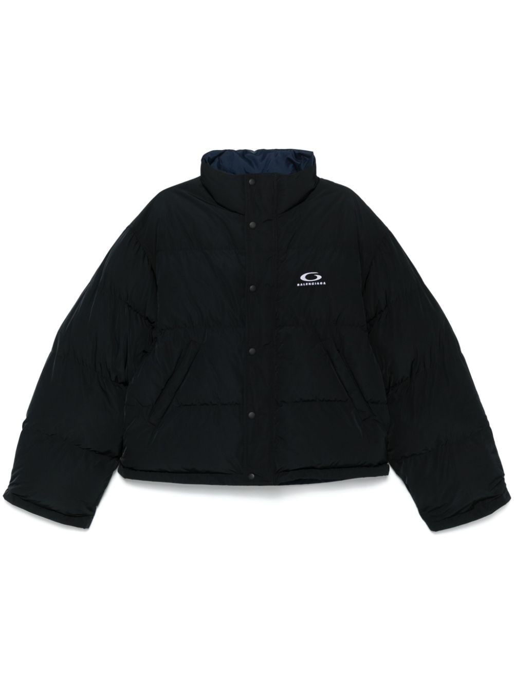 logo-embroidered puffer jacket - 1