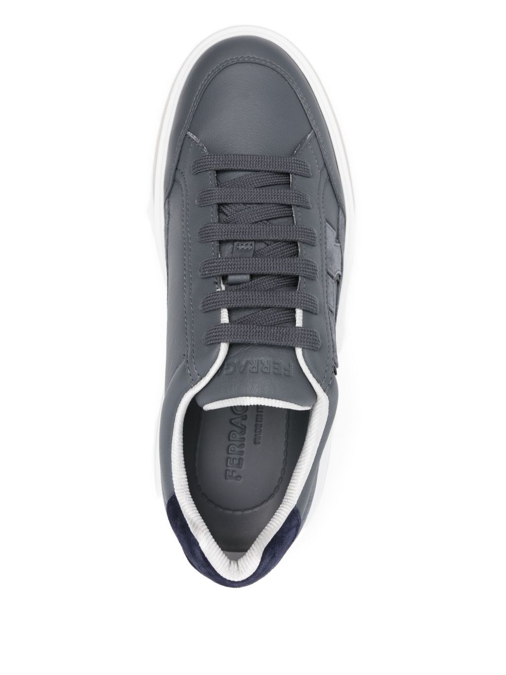 leather logo sneakers - 4