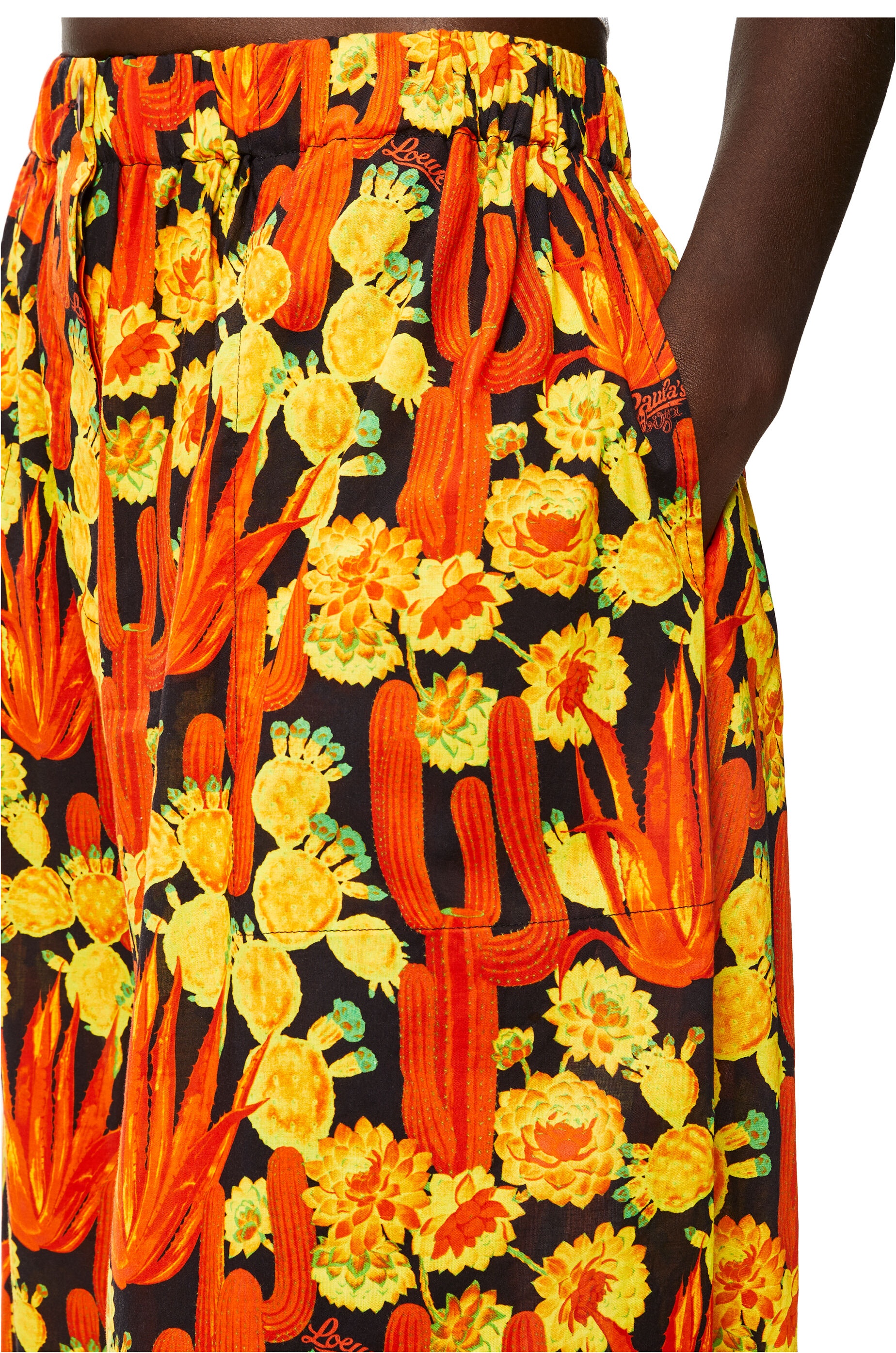 Cactus print cropped trousers in cotton - 5