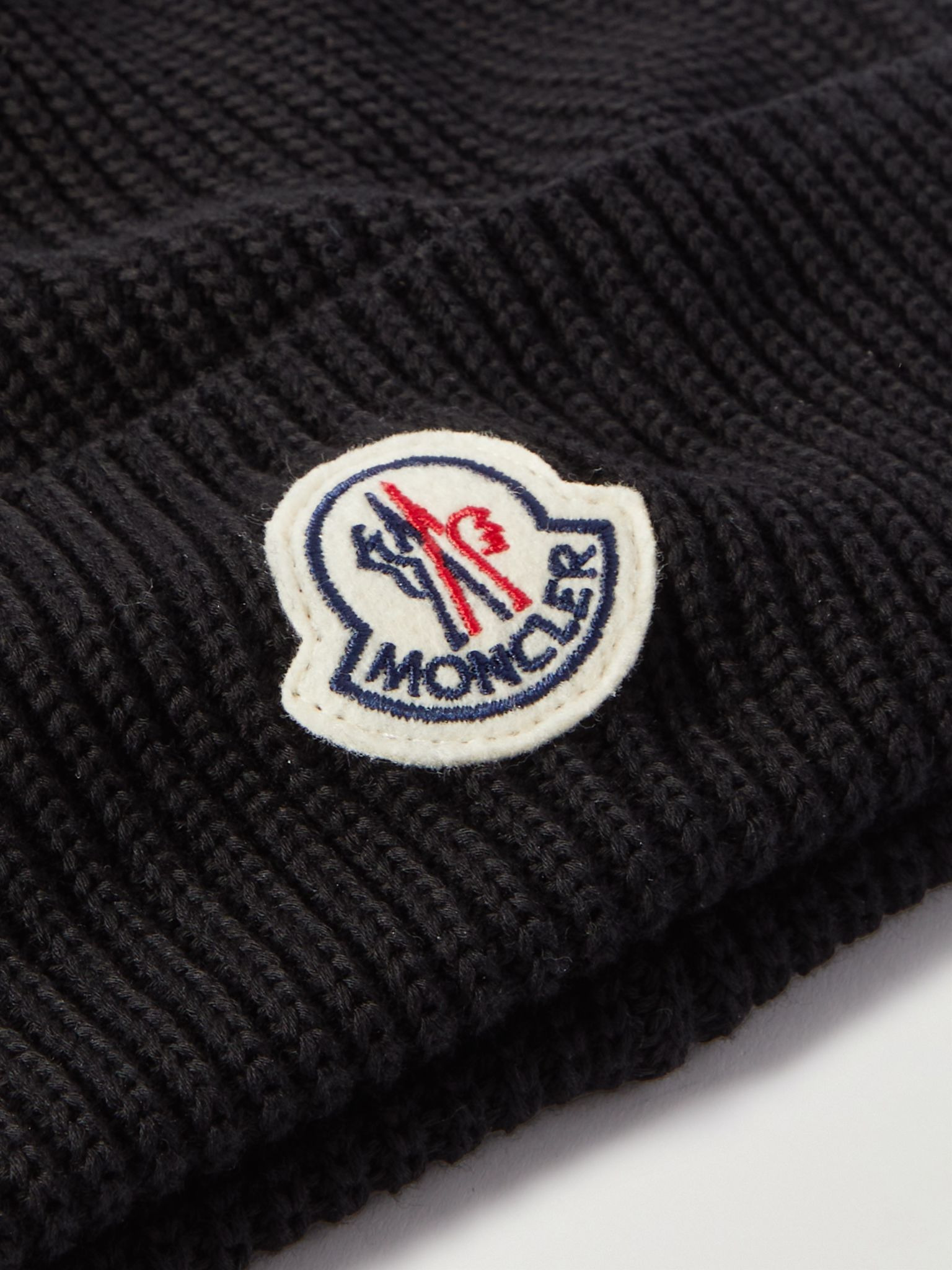 Logo-Appliquéd Ribbed Cotton Beanie Black - 3