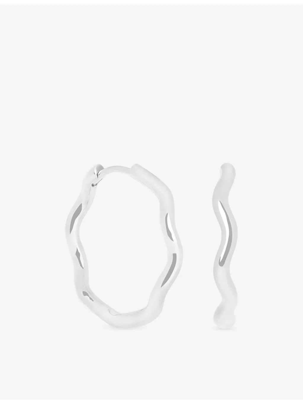Ripple Rhodium-Plated Sterling Silver Hoop Earrings - 1