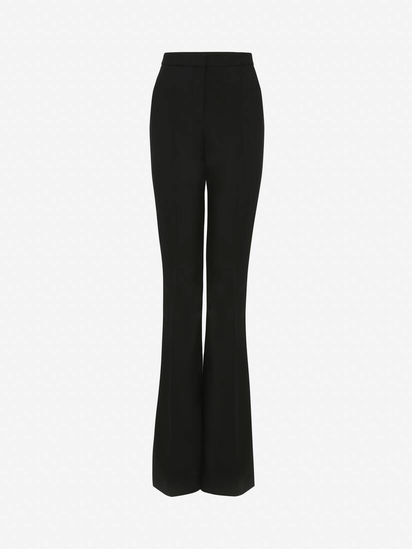 Women's High Waisted Flared Trousers in Black - 1