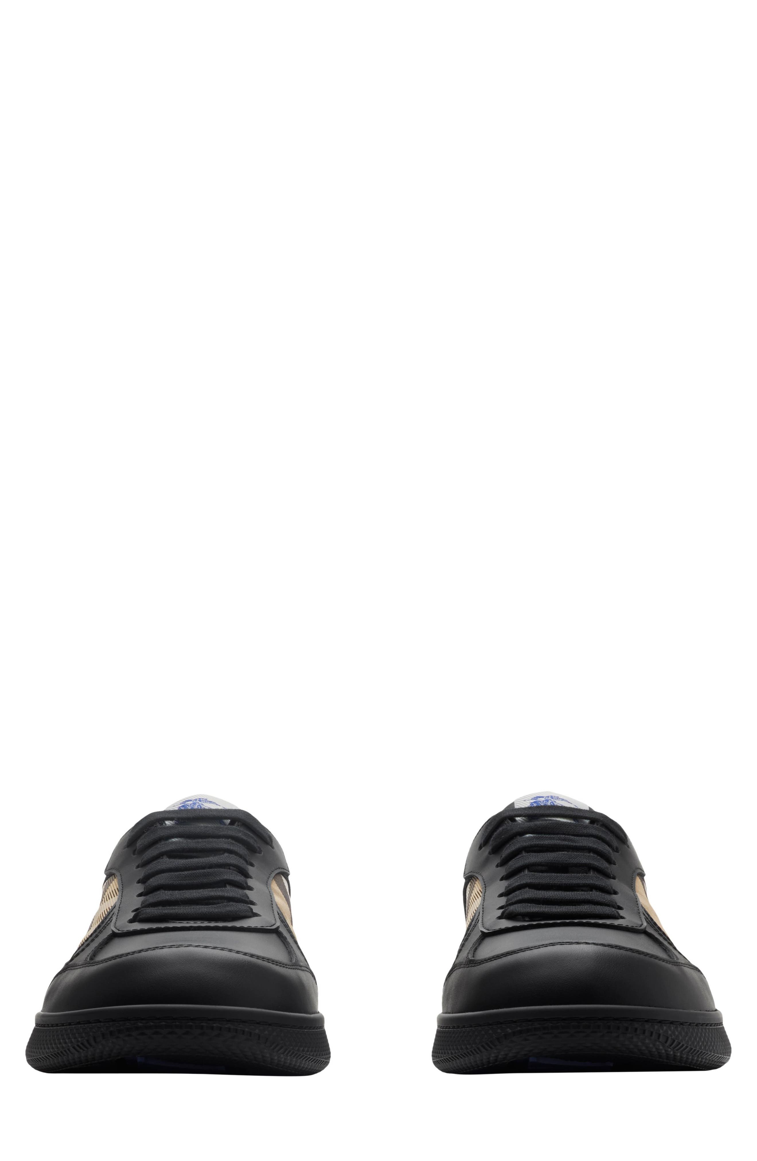 burberry Terrace Check Leather & Canvas Sneaker in Black/Sand Ip Check at Nordstrom - 3