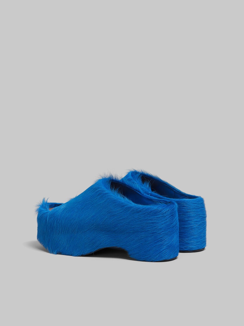 BLUE LONG-HAIR CALFSKIN CHUNKY CLOG SLIDE - 3