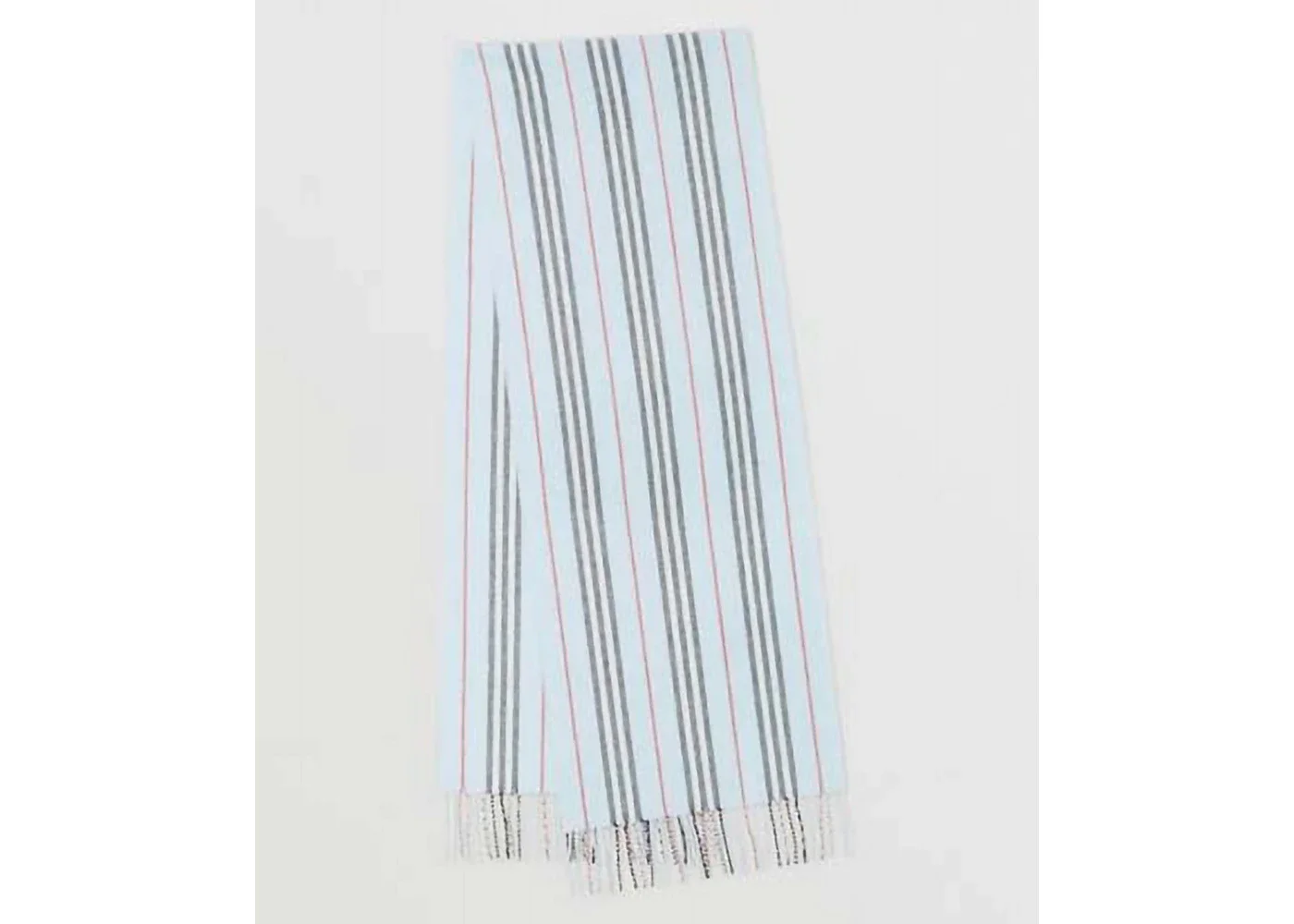 Burberry Icon Stripe Cashmere Wool Scarf Light Blue - 1