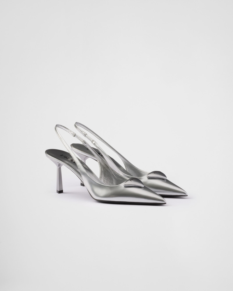Metallic leather slingback pumps 1
