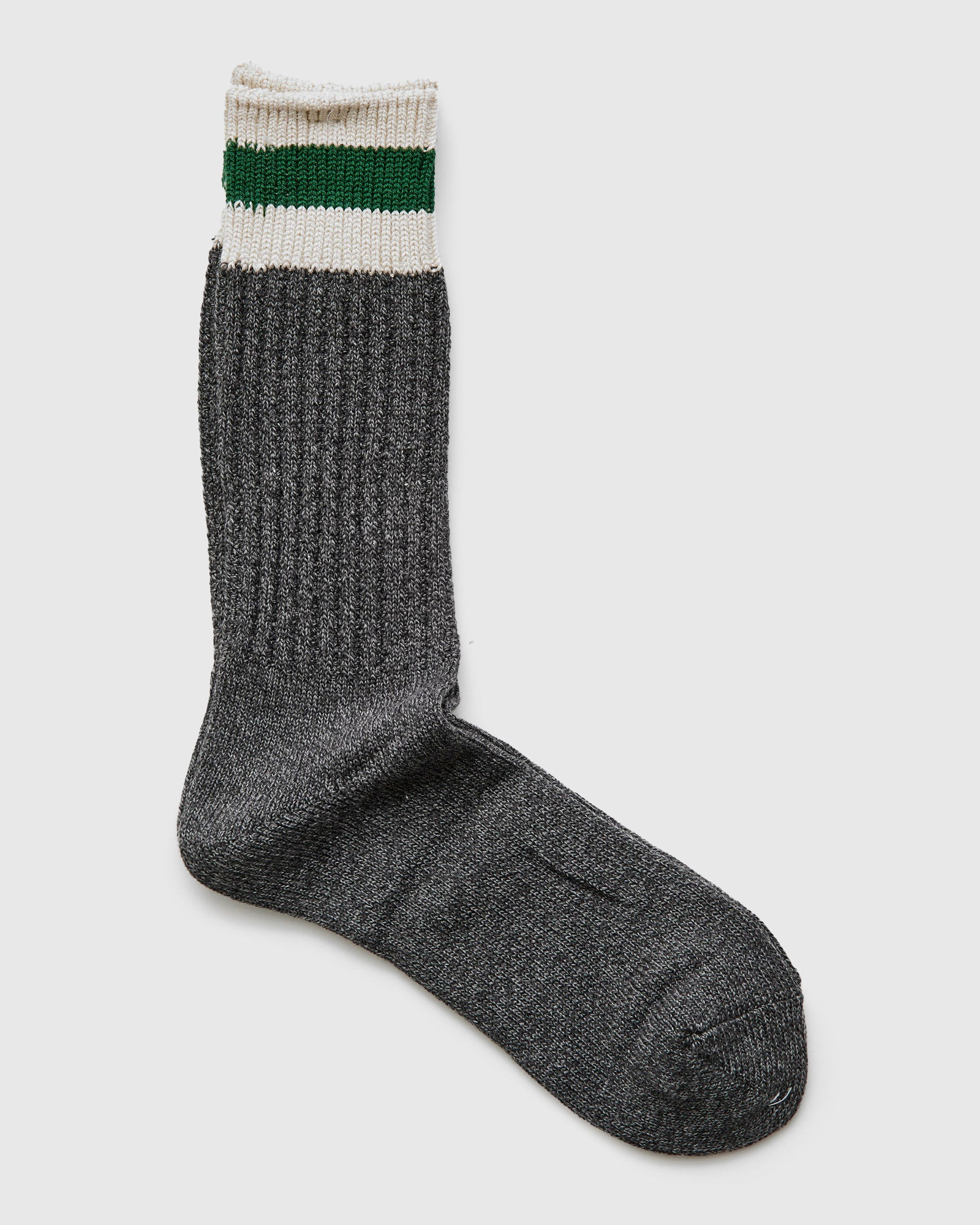 Cabin Stripe Crew Sock in Charcoal - 2