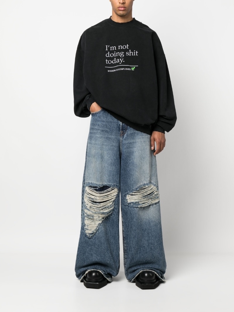 text-print crew-neck sweatshirt - 2