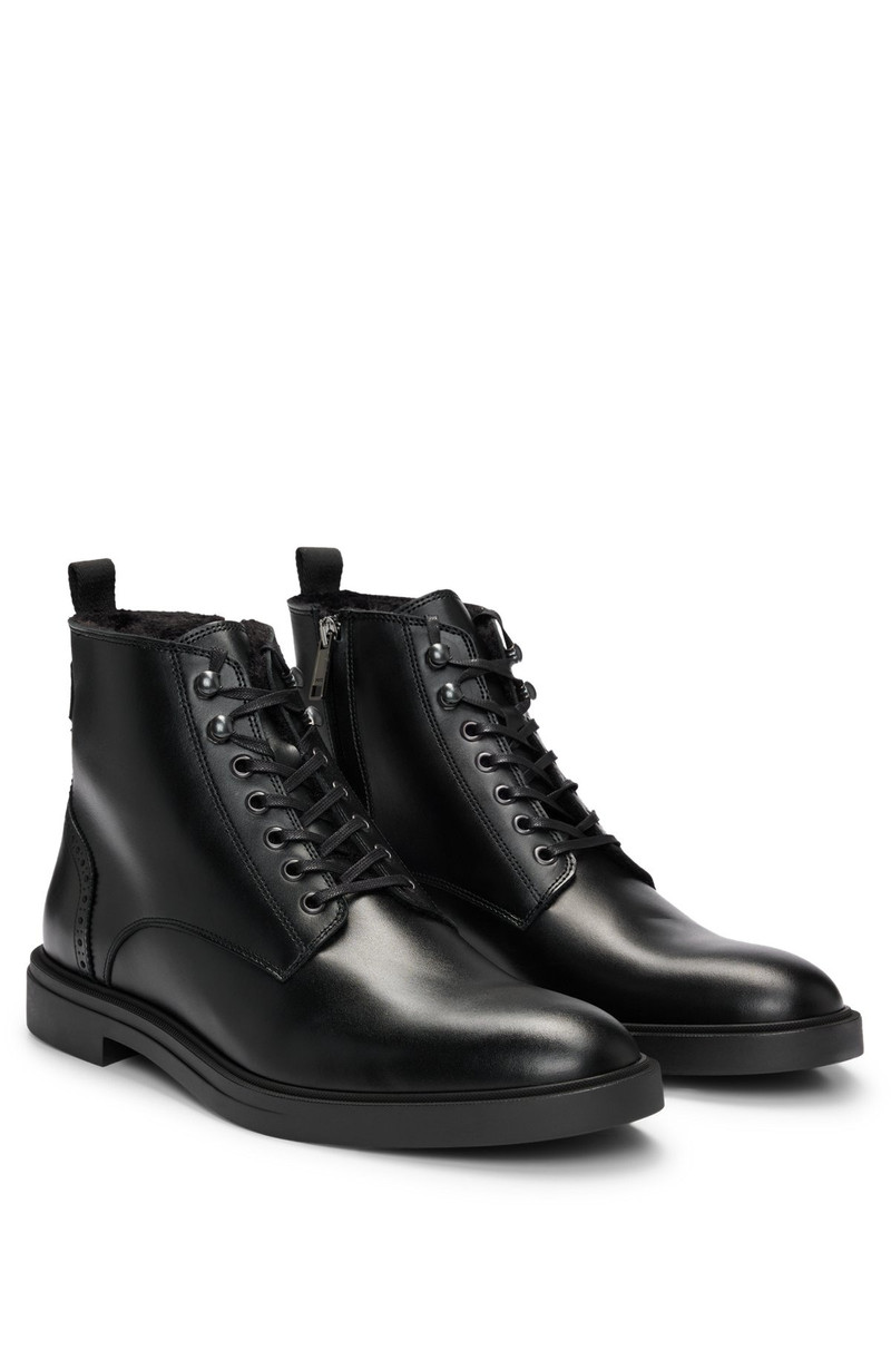 LEATHER HALF BOOTS WITH LINING AND BROGUE DETAILS 2
