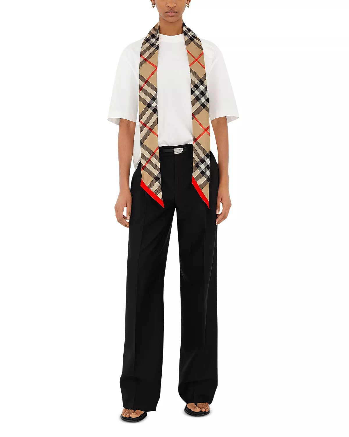 Skinny Check Silk Scarf - 3