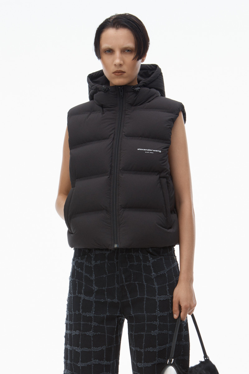 cropped channel vest in feather & down 6