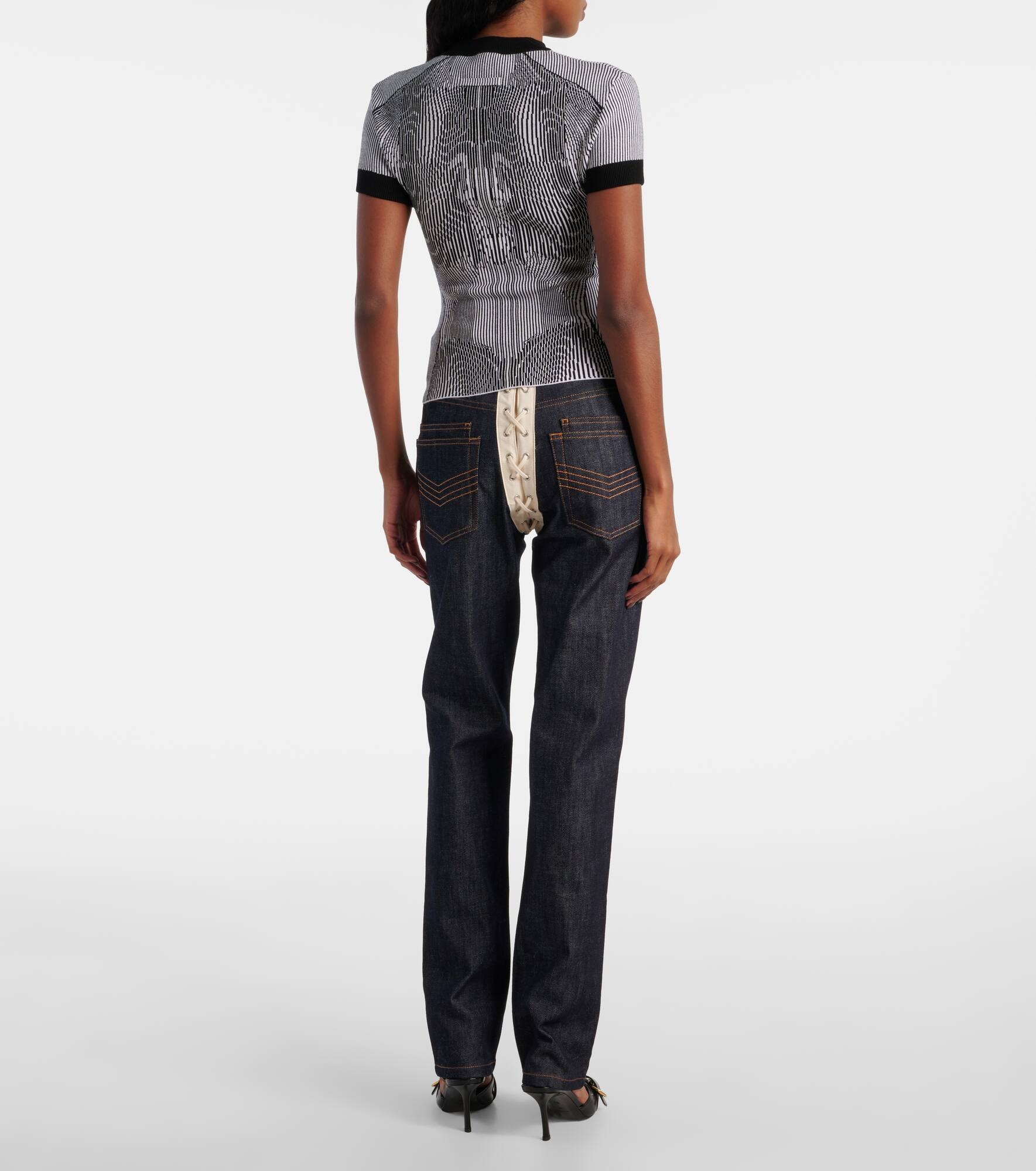 Morphing Pinstripe jacquard jersey top - 3