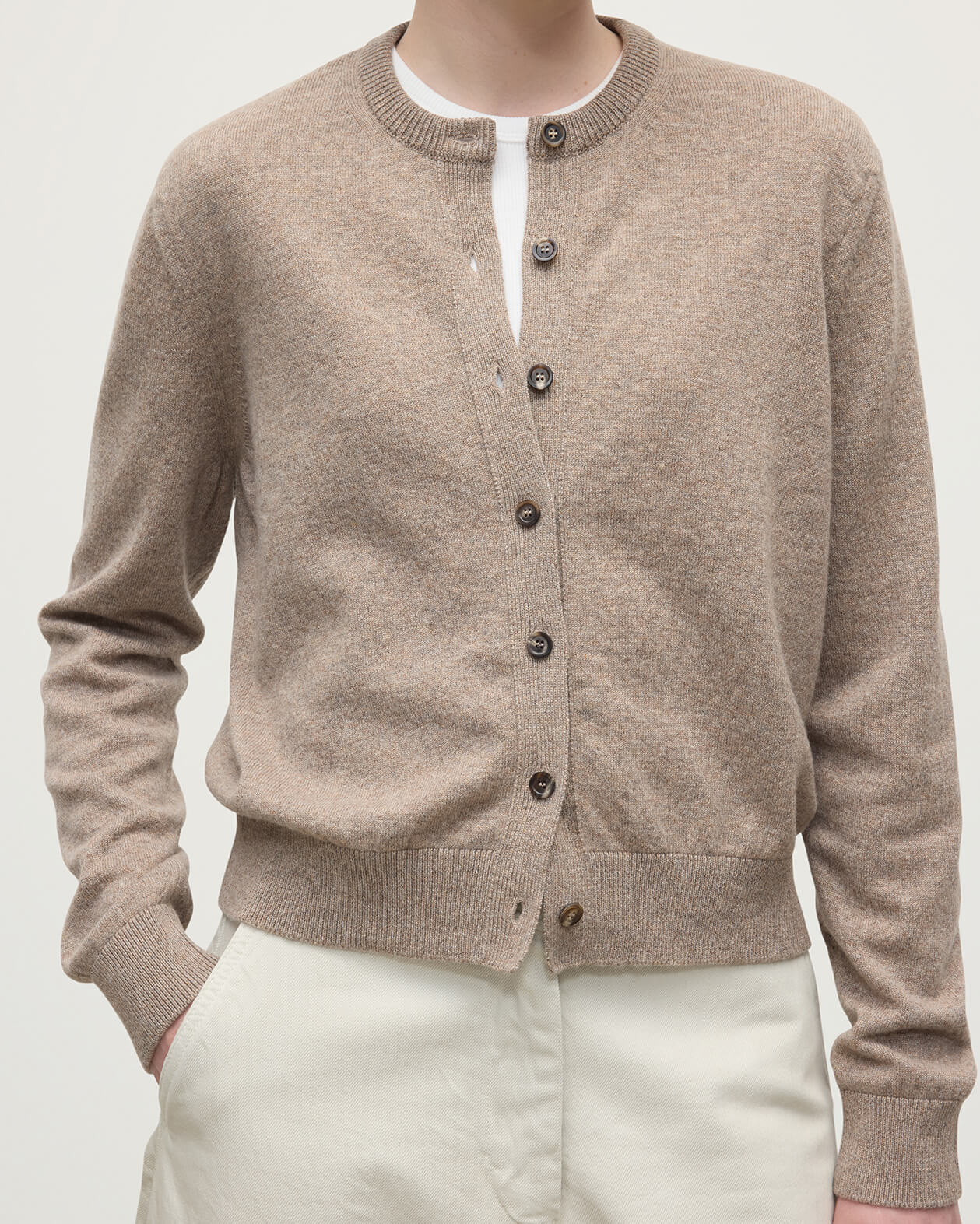 Classic Cashmere Brown Cardigan - 5