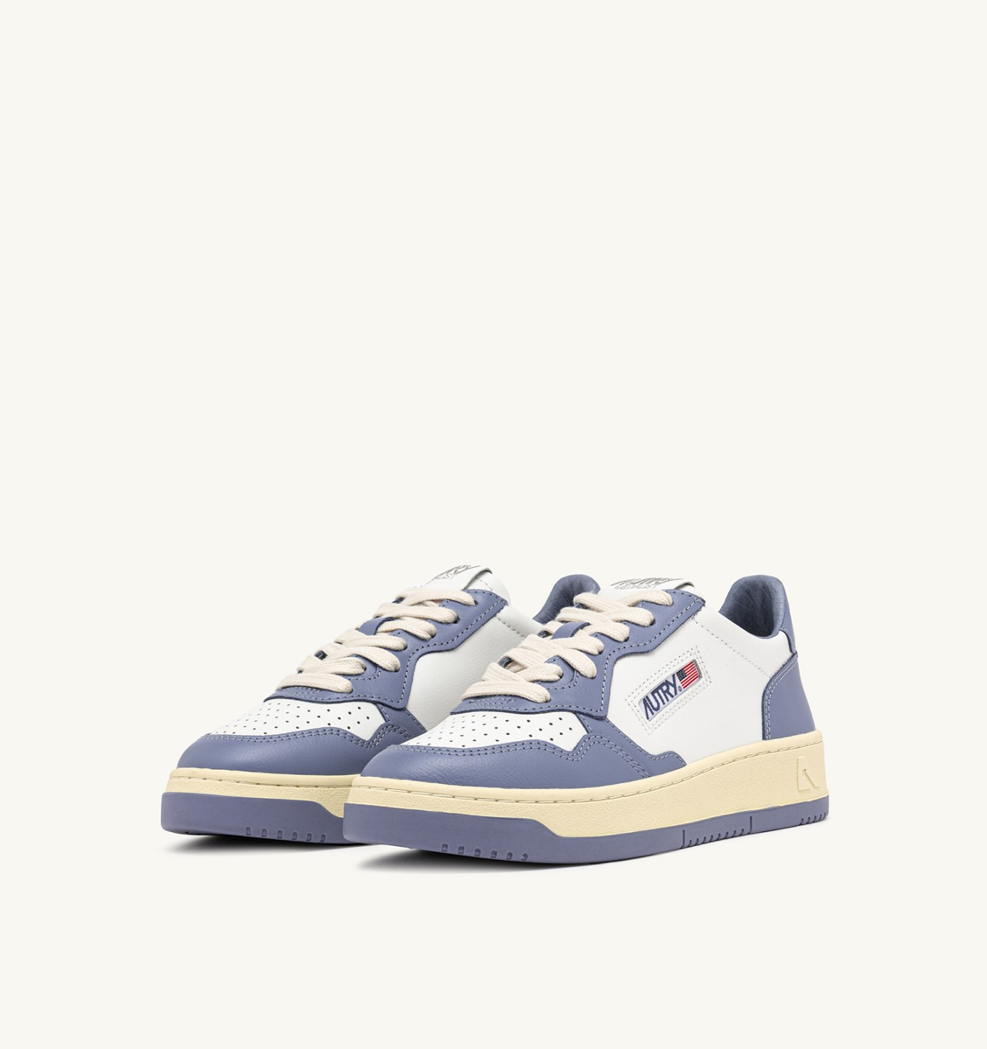 MEDALIST LOW SNEAKERS BICOLOR IN WHITE AND TEMPEST LEATHER - 2