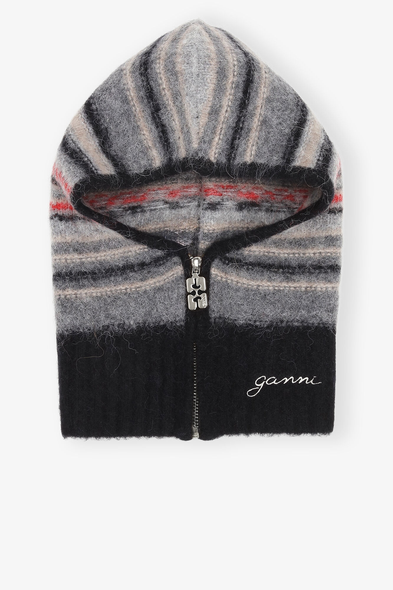 GREY STRIPED SOFT WOOL BALACLAVA - 2