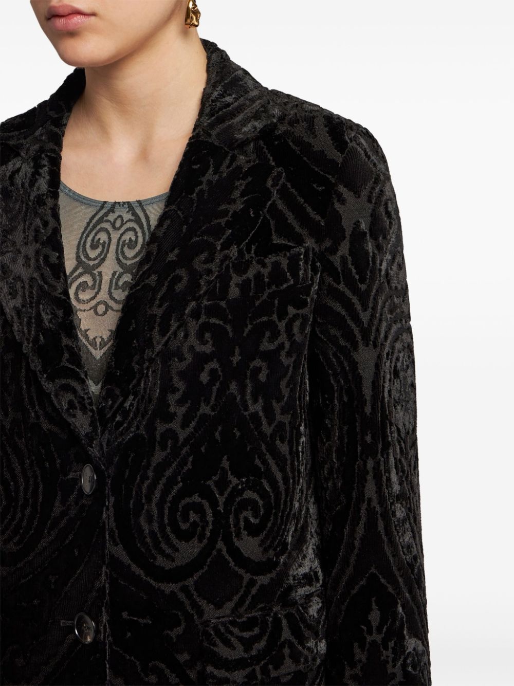 velvet jacquard coat - 5