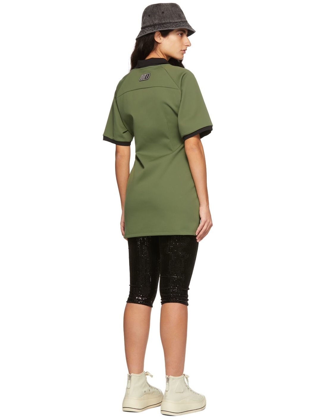 Green Polyester Raglan Mini Dress - 3