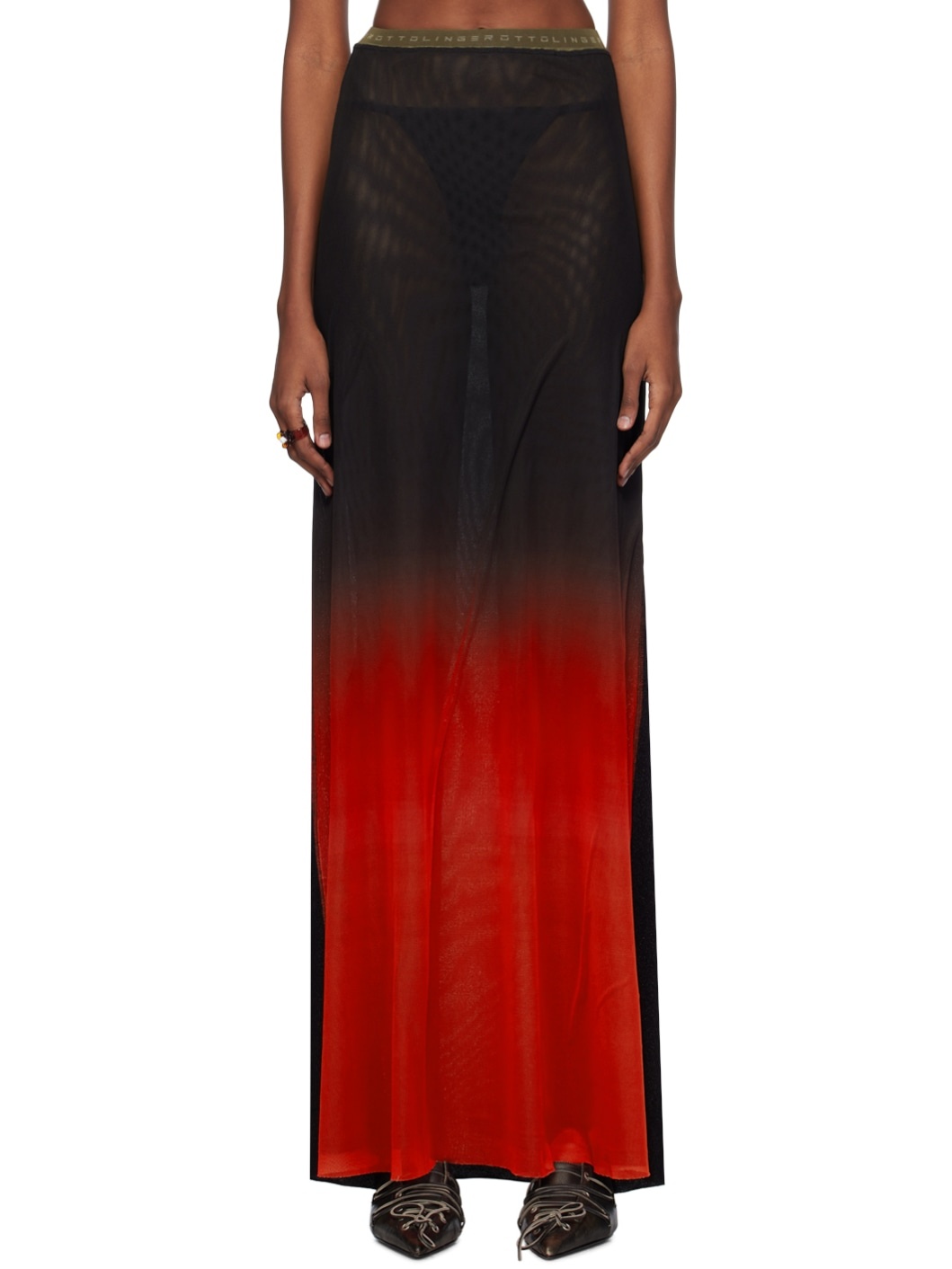 Multicolor Semi-Sheer Maxi Skirt - 1